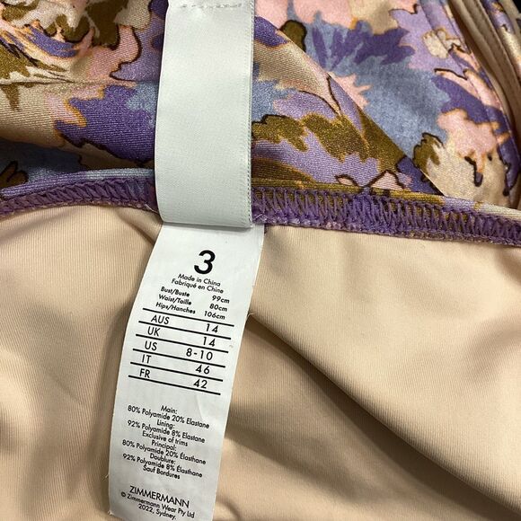 Zimmerman Bikini-Slip Knot High Waist Purple Multi Floral Bikini Bottom Size 8 - Picture 10 of 16